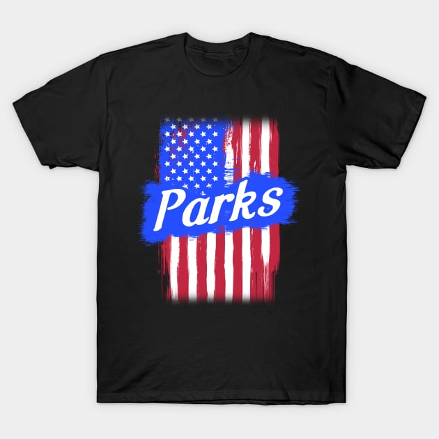 American Flag Parks Family Gift T-shirt For Men Women, Surname Last Name T-Shirt by darius2019